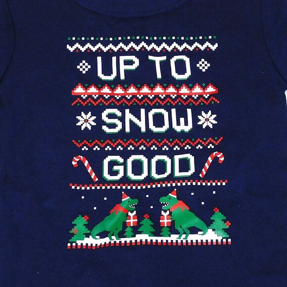 Baby Toddler Winter Pajamas 2pce Dinosaurs Snow Good Christmas Unisex Fleece NEW - Picture 3 of 5
